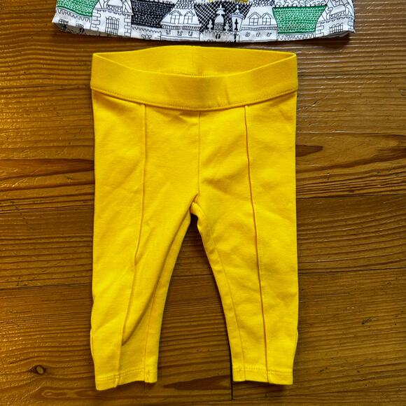 Janie and Jack white multicolor city tank yellow stretch pant set SIZE 6-12M - Picture 4 of 6